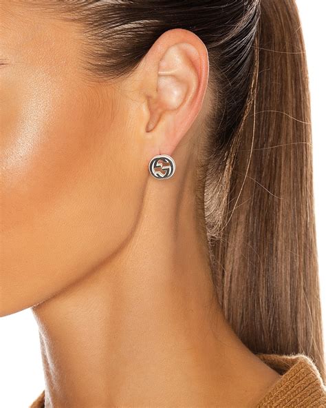 gucci silver interlocking g earrings|interlocking g earrings in silver.